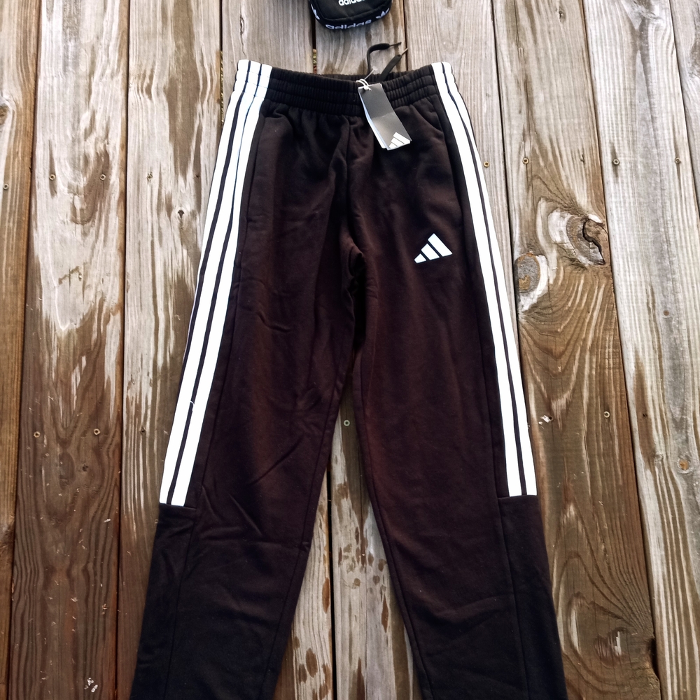 Men's Adidas Black Joggers with White Stripes
